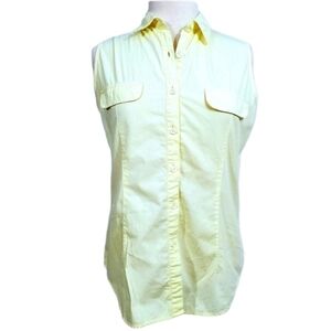 Clementine Pastel Yellow Sleeveless Button Shirt